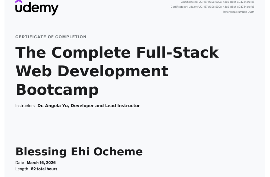 Frontend Development certificate